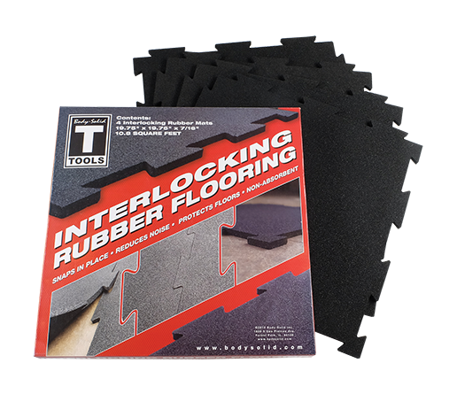 RFBST4PB - Body-Solid Tools Interlocking Rubber Flooring (black)