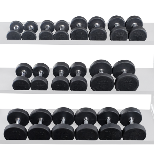 SDPS550 - 5 to 50 lb. Round Rubber Dumbbell Set