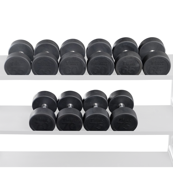 SDPS650 - 55 to 75 lb Round Rubber Dumbbell Set