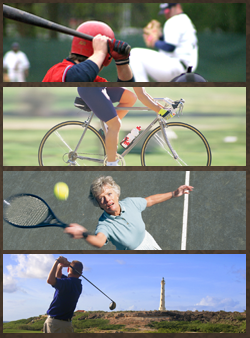 A collage of various sports including baseball tennis and golf - image