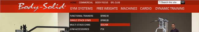 Body Solid - Tour - Home Menu Navigation